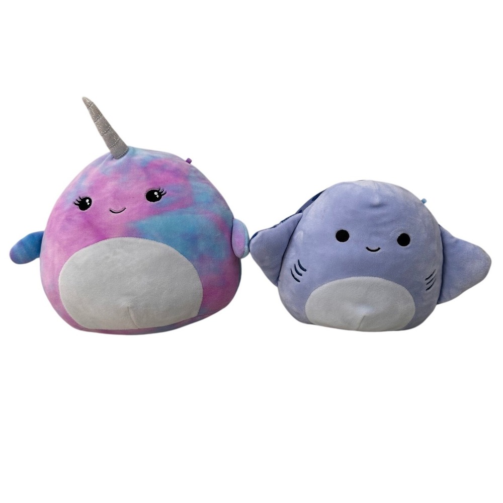 Squishmallows Plush Navina Narwhal Aziza Stingray 11 Inch Blue Purple Kids‎ Lot